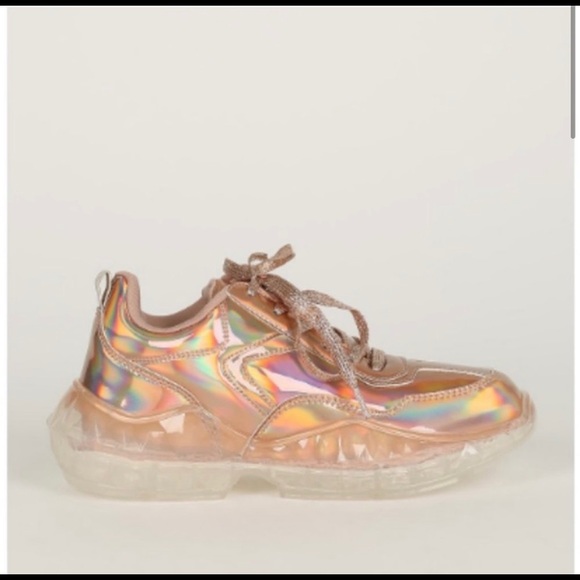 NIB! Rose gold holographic sneakers size 6 - Picture 4 of 7